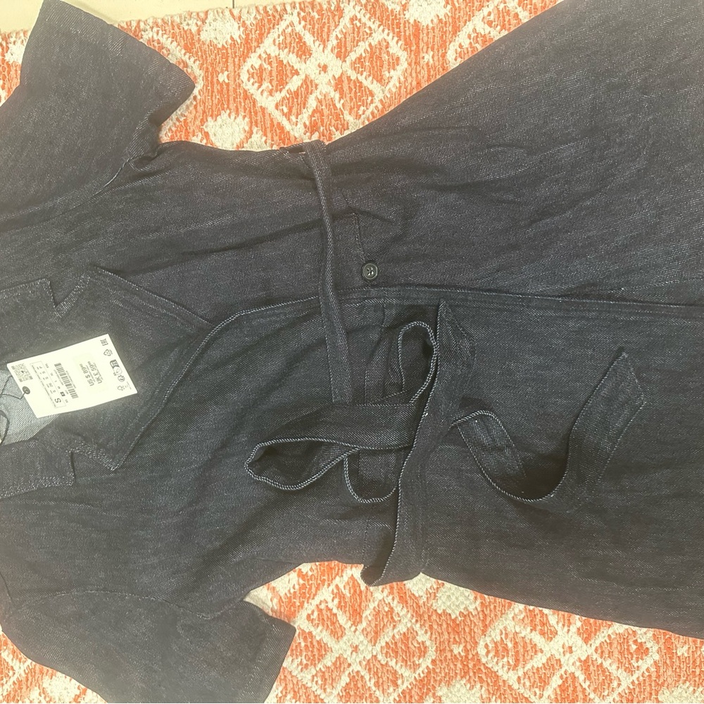 Zara Navy Denim Dress with Belt